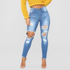 Fashion Nova Distressed High Rise Jeans